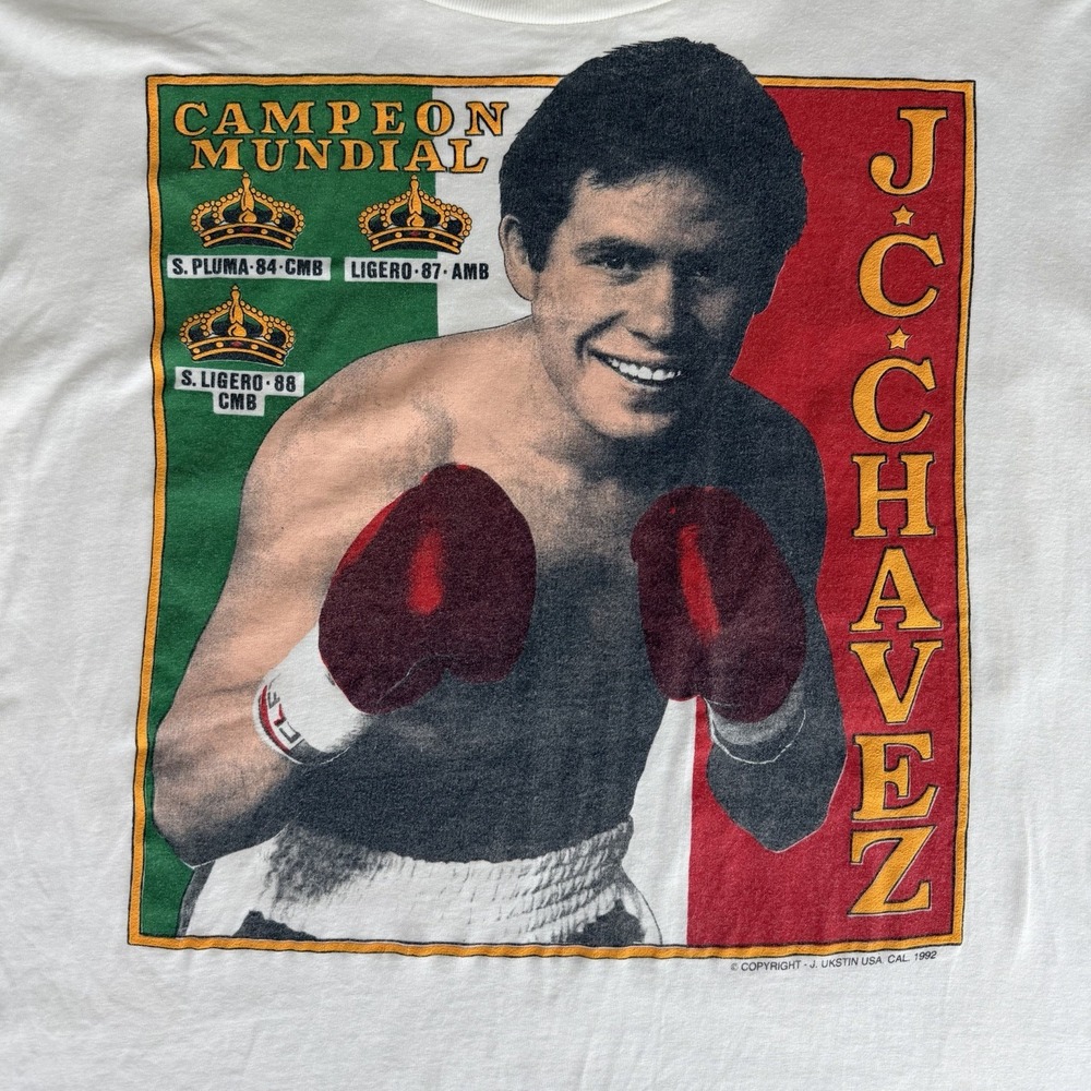1992 Julio César Chávez vs. Hector "Macho" Camacho T-Shirt White Men's Size L - Picture 2 of 10